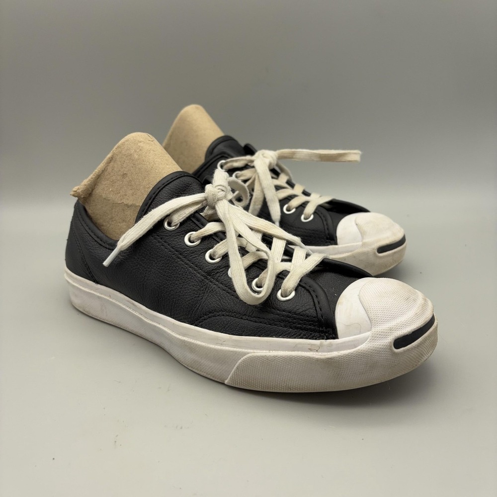 Converse Jack Purcell Shoes Womens Size 7.5 Black Leather Low Top Sneakers